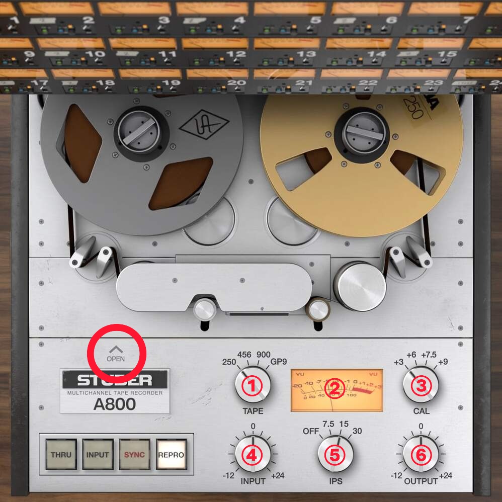 Studer A800 Tape Recorder プラグインメイン画面